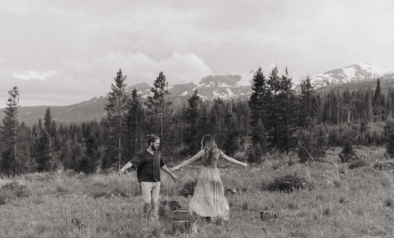 Photo of Joey & Nina by Hannah Murray Photography Colorado wedding photographer and videographer, Nina and Joey, dance in an alpine meadow near the Colorado Trail